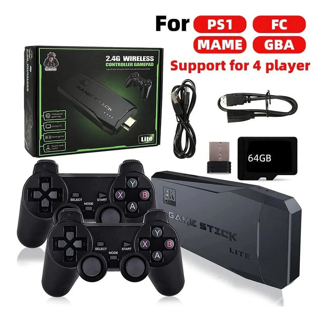 Microea Video Game Consoles 4K 2.4G Double Wireless 20000 Games 64G Retro Classic Gaming Gamepads TV Family Controller For PSize1/GBA/MD