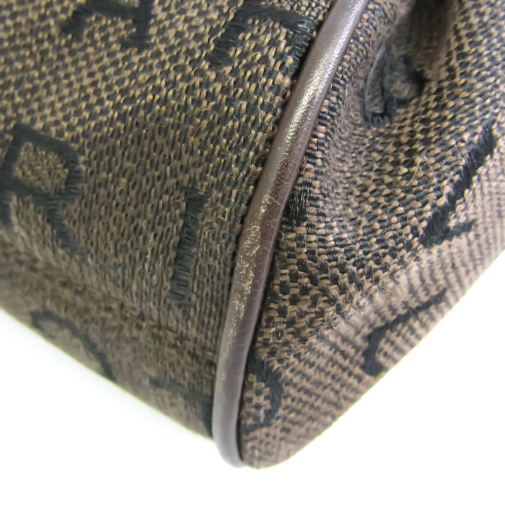 Pre-Owned Bvlgari Logomania Women's Canvas Handbag,Tote Bag Brown (Good)
