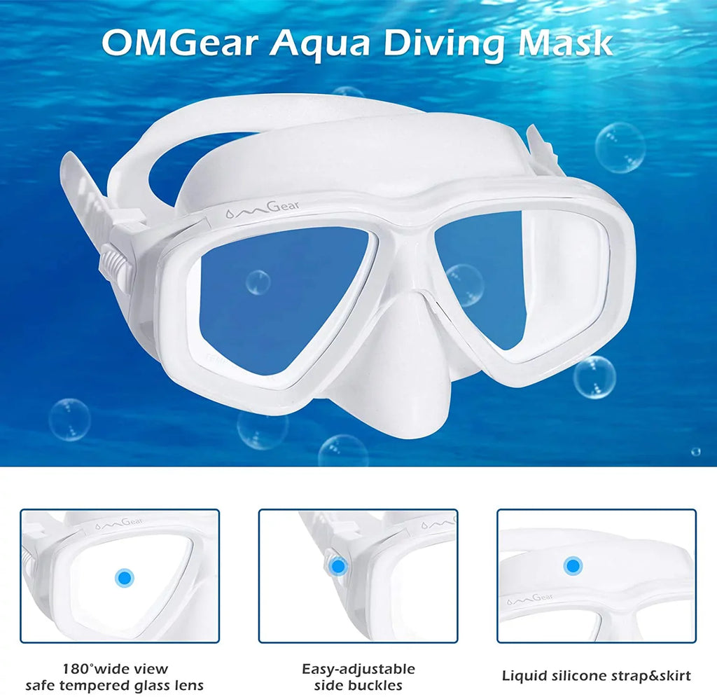 OMGear Sizewim Mask Dive Goggles Sizewimming Goggles with Nose Cover Sizenorkeling Gear Junior Adult Sizenorkel Mask for Sizecuba Diving Sizepearfishing Neoprene Sizetrap Impact Resistance