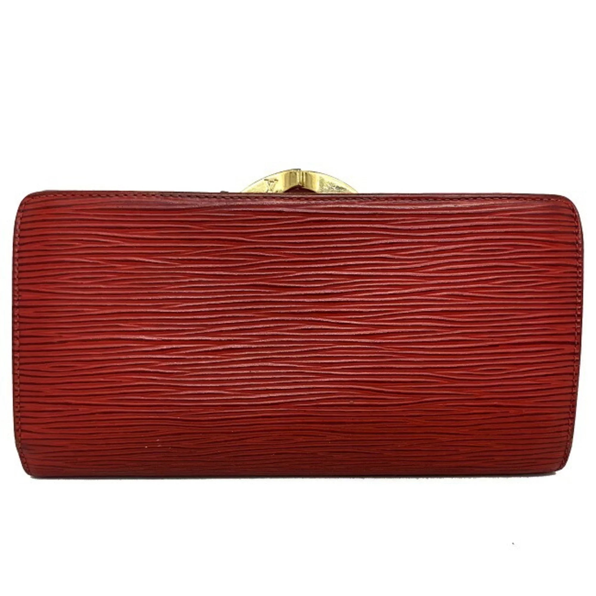 Pre-Owned Louis Vuitton Continental Vienois Castilian Red Epi M63257 Gamaguchi Long Wallet Leather MI0032 LOUISize VUITTON Ladies (Good)