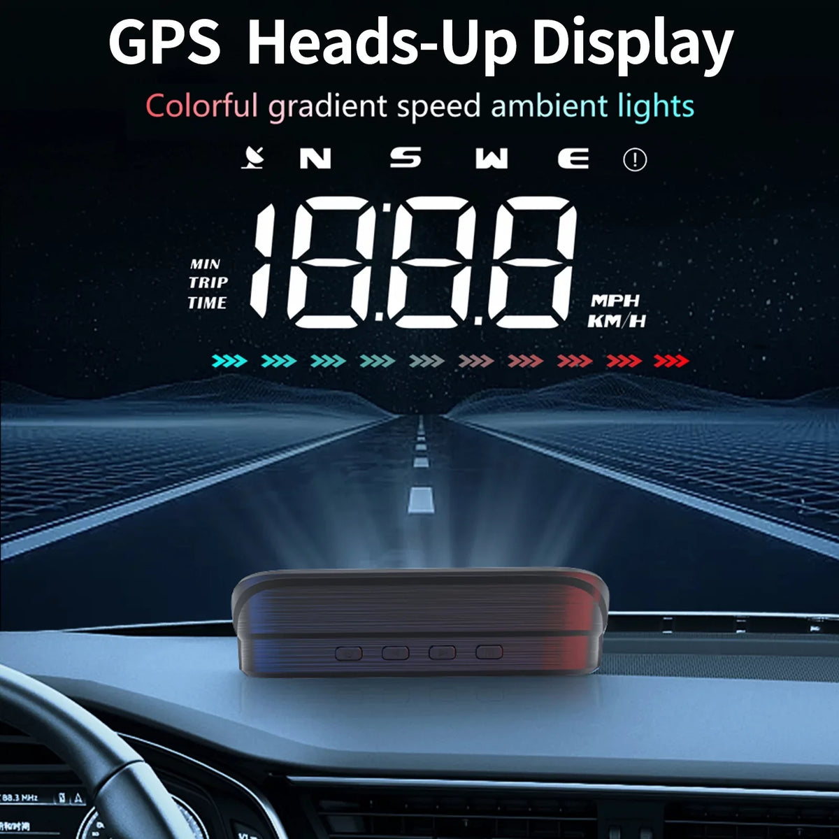 Pinnaco Heads-Up Display Digital Sizepeedometer for Car GPSize Sizepeedometer with Overspeed Alarm