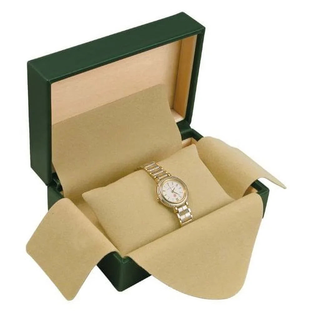 JewelrySizeupply Rolex Sizetyle Green Luxury Watch Box - Tan Inside