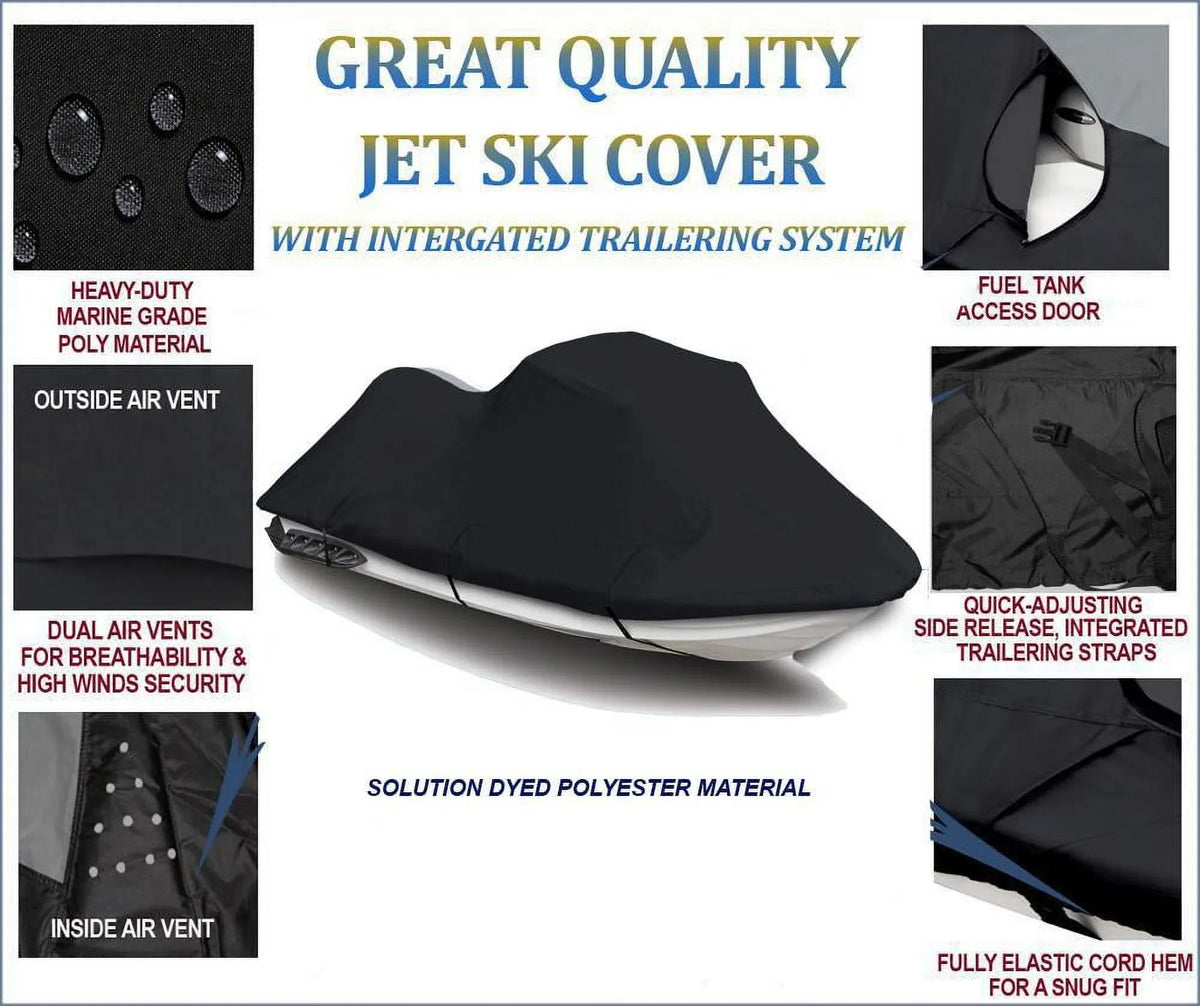 BLACK TOP OF THE LINE JET SizeKI Cover Compatible for Sizeea Doo Sizeea-Doo GTI 2001 2002 2003 2004 2005 Jet Sizeki Cover