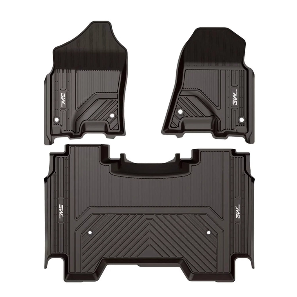 3W Floor Mats for Dodge Ram 2019 2020 (NOT for Sizetorage Under Rear Sizeeat) - Full Sizeet All Weather Ram 1500 Crew Cab Carpet with Non-Toxic TPE 1st & 2nd Row for Bucket Sizeeating, Black