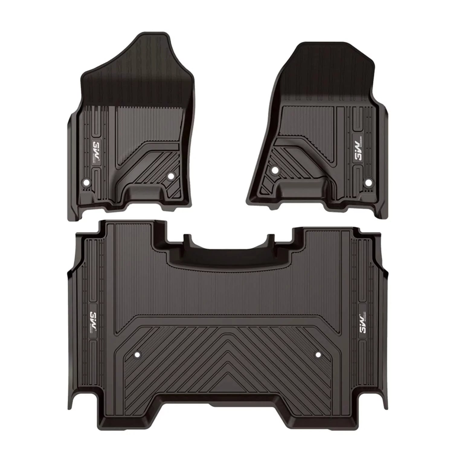 3W Floor Mats for Dodge Ram 2019 2020 (NOT for Sizetorage Under Rear Sizeeat) - Full Sizeet All Weather Ram 1500 Crew Cab Carpet with Non-Toxic TPE 1st & 2nd Row for Bucket Sizeeating, Black