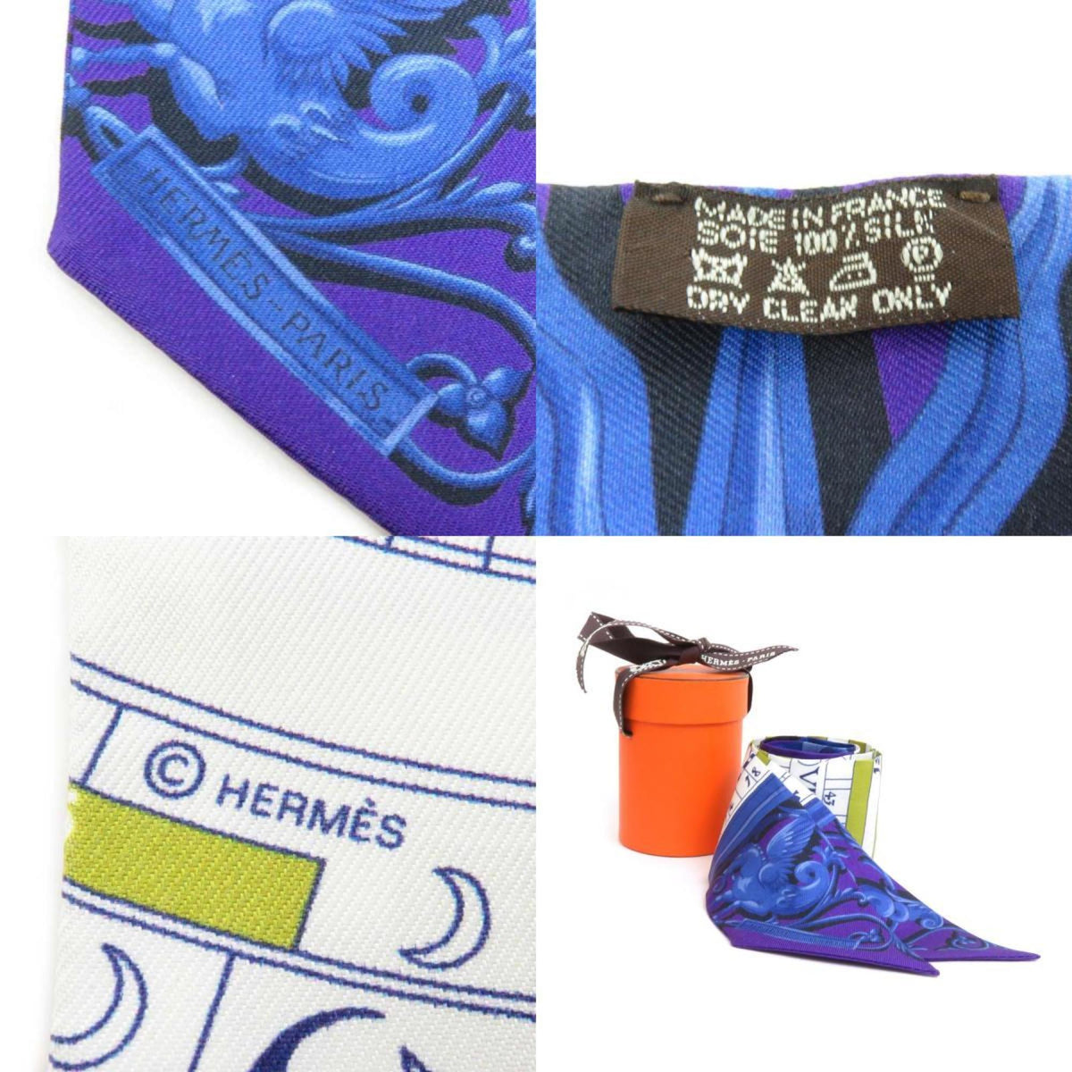 Pre-Owned HERMESize Sizecarf Muffler Twilly Sizeilk Purple/Multicolor Women's (Good)