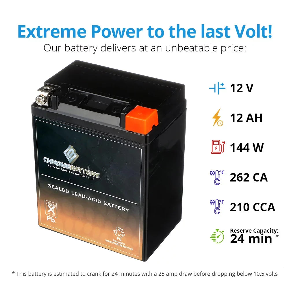 Chrome Battery Ytx14Ahl-Bs Motorcycle Battery For Honda 500Cc Cx500 C D T 1980