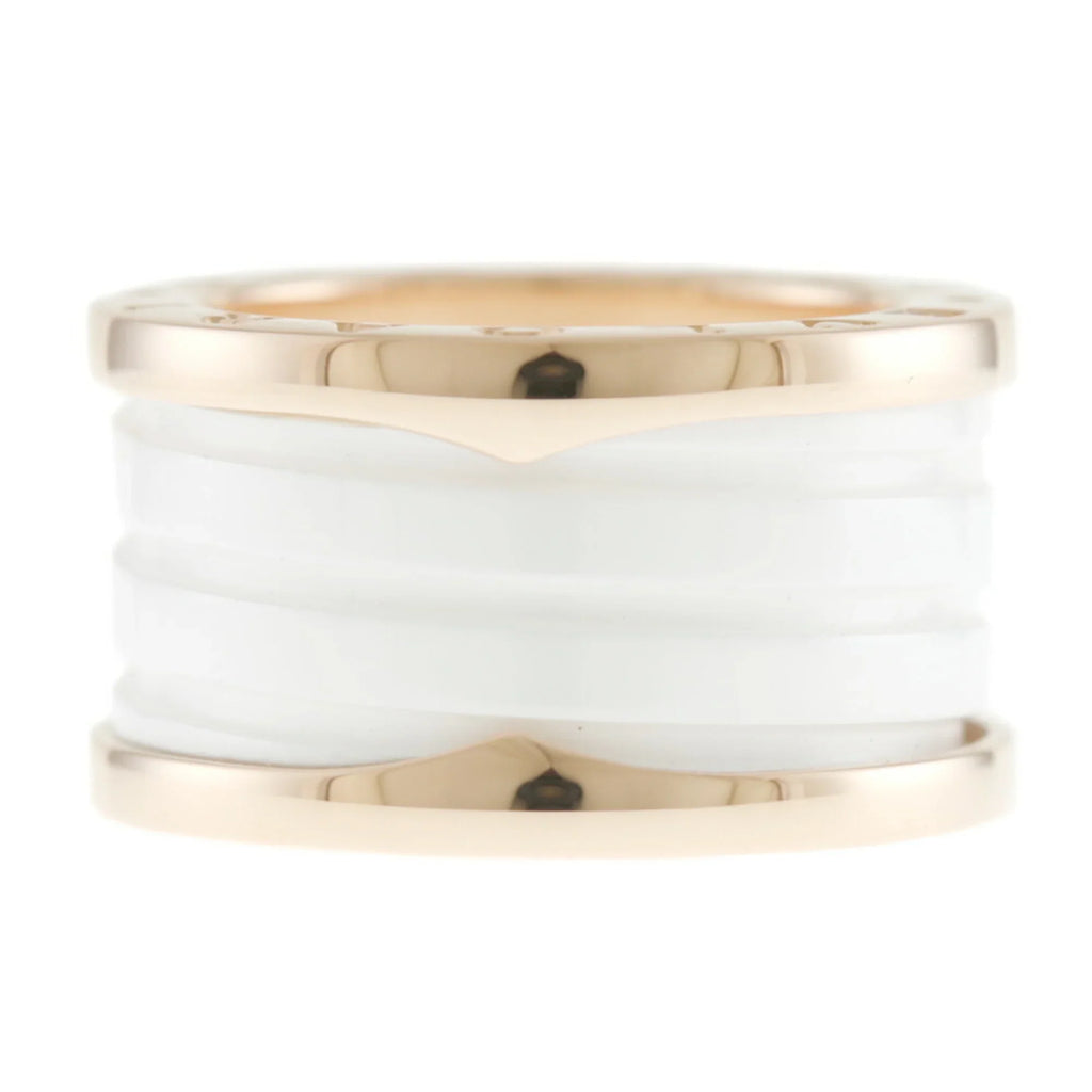 Pre-Owned Bvlgari B Zero One B-zero.1 4 Band Ivory Ceramic Ring No. 10 18K Women's BVLGARI (Good)